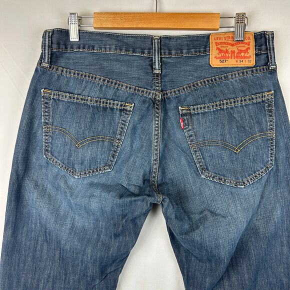 Levi's 527 Low Boot Cut Blue Denim Jeans 100% Cotton Men's Size 34x32 - Picture 2 of 11